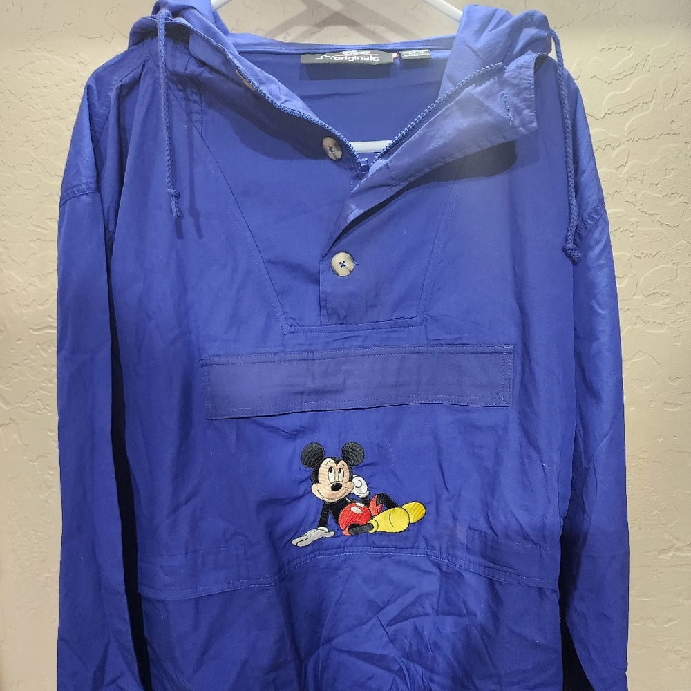 Vintage Disney Originals Mickey Mouse Hooded Windbreaker Pullover Large